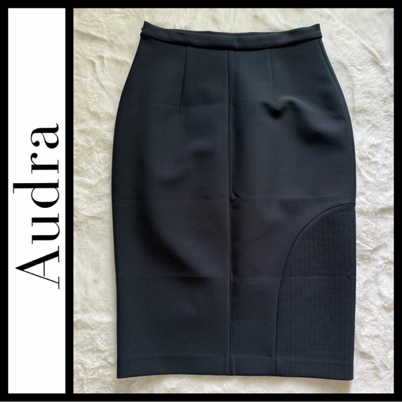 AUDRA Official Women's Navy Midi Pencil Skirt - Picture 2 of 7